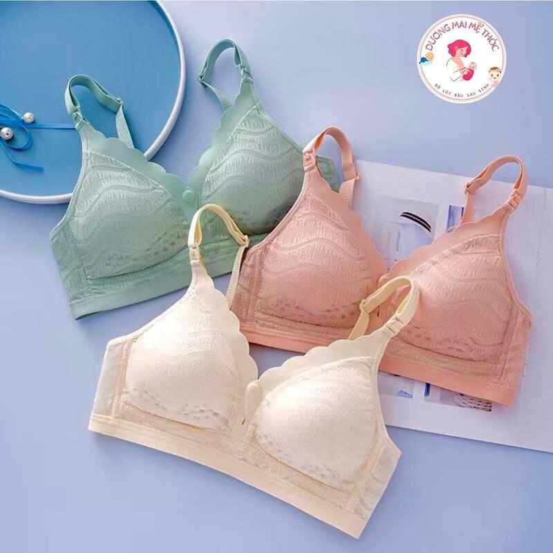 Áo Lót Ren Tơ (2 KHUY CÀI CHO BẦU VÀ CON B. Ú ) Chất tơ mềm mát .lót nhẹ không gọng set  áo