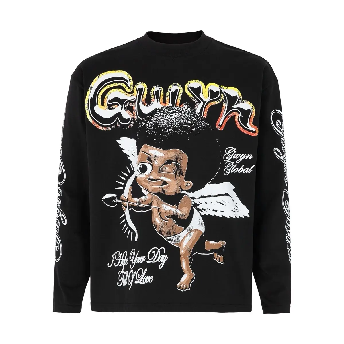Áo thun nam nữ tay dài GWYN GRAPHIC PRINT LONG SLEEVED T-SHIRT Cotton Cổ Tròn Màu Đen Menswear Menswear