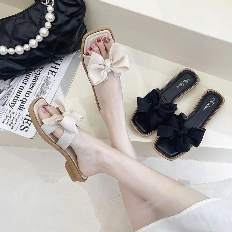 Dép Bệt Quai Ngang Đính Nơ Tiểu Thư Cực xᶖnh gótxinh quảng DéP Nữ