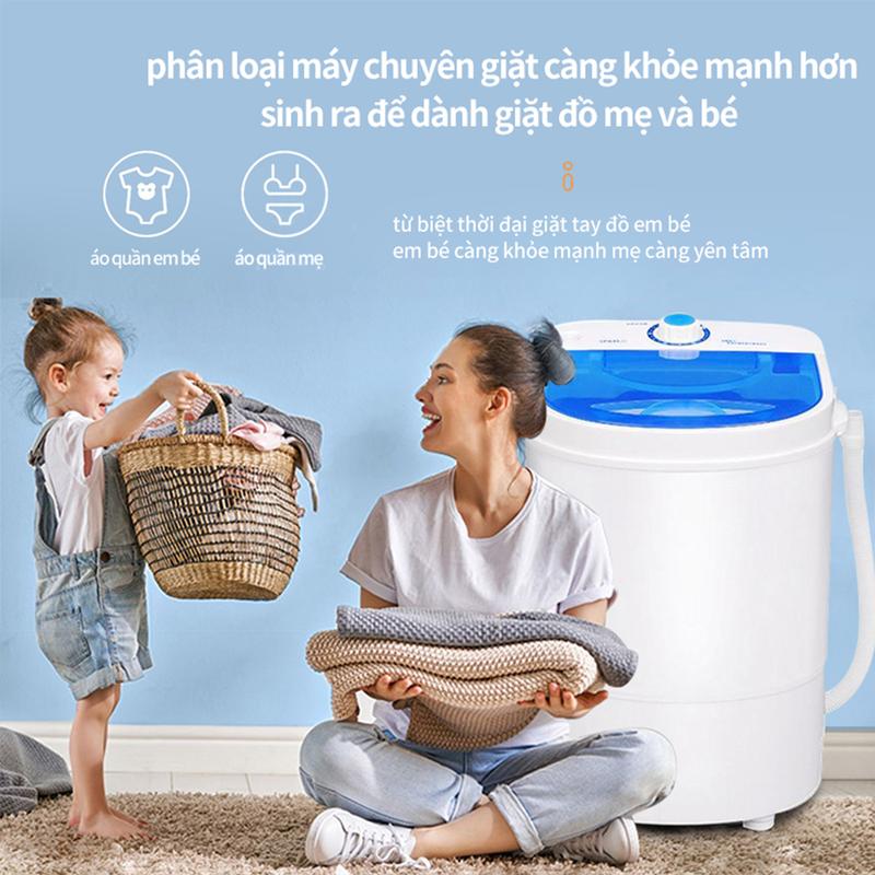 Máy giặt mini cao cấp Máy giặt vắt quần áo gia dụng Giá rẻ đặc biệt phù hợp dành cho học sinh sinhviên, thoát nướcphía dưới Làm Sạch 1