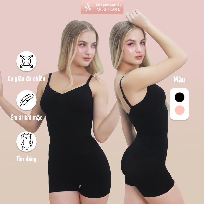   AVERY  Áo Gen Shapewear Jumpsuit WSTORE 2 Dây Cổ Tim Liền Quần - Mặc Lót Trong Trang Phục Không Lộ Viền Không Gọng - Shapewear By W.Store - KHÔNG KÈM QUẦN CHÂN VÁY 