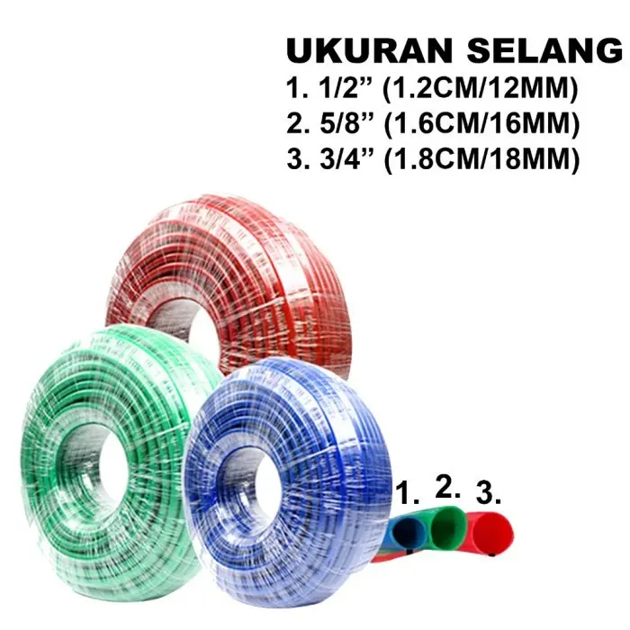 SELANG AIR TAMAN 1/2 5/8 3/4 INCH 5 METER 1 ROL ELASTIS DOP TEBAL ALAT SIRAN KEBUN CUCI MOBIL MOTOR COD 3