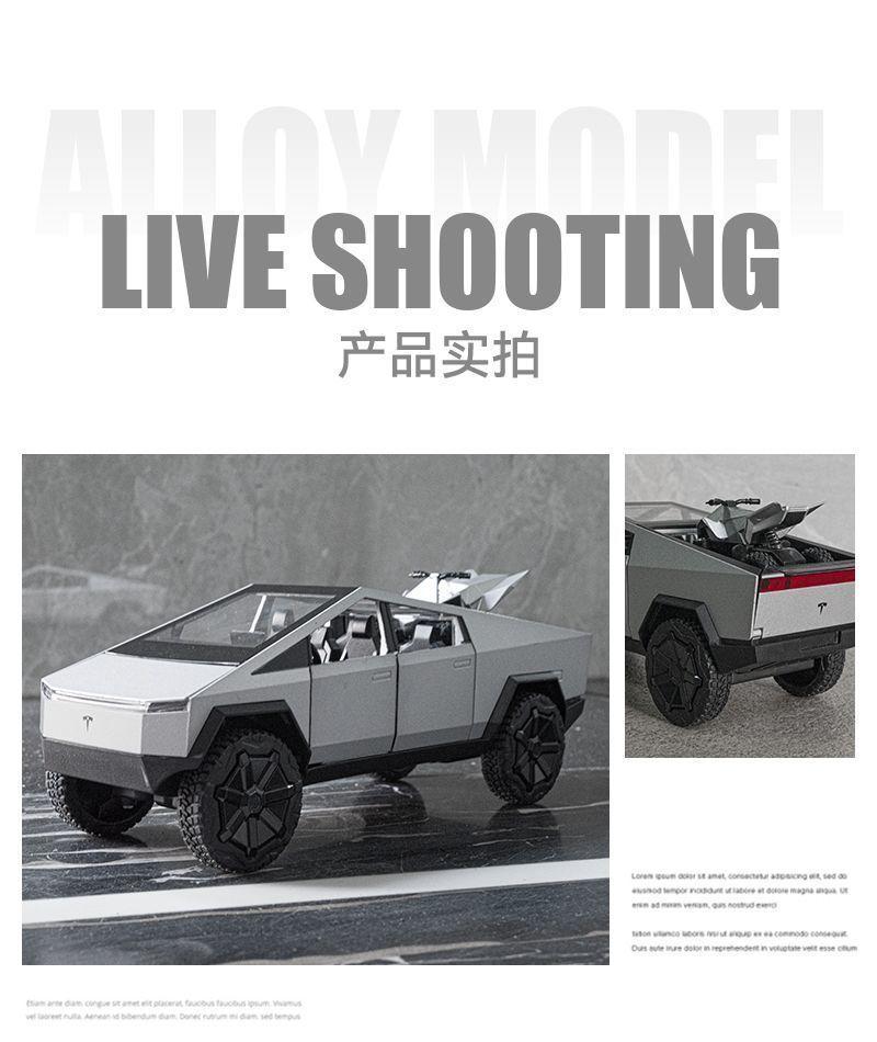 Product Introduction of 20241:24 Tesla Cyberpickup Alloy Simulation Car Model Children's Toy Car Boy Gift Collection Ornaments 11