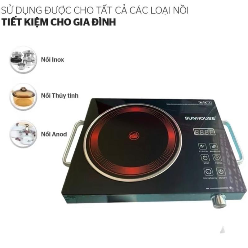 Bếp Hồng Ngoại Không Kén Nồi SUNHOUSE - Bếp Cảm Ứng Dùng Cho Mọi Loại Nồi Công Suất 3500W Bếp Từ