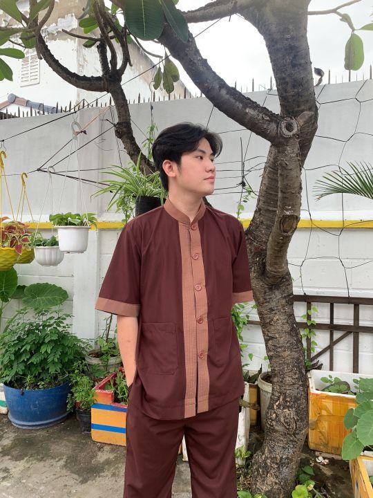 Áo Lam Đi Chùa Cho Nam Tay Ngắn Phối Màu dành cho Phật tử - cư sĩ tại gia mọi lứa tuổi