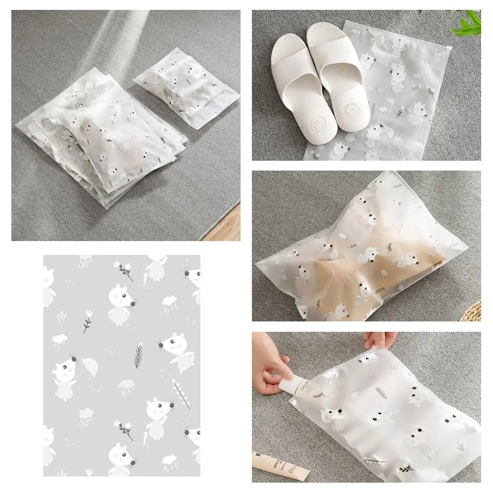 Durable PE Storage Bag Transparent Multi-sizes Travel Luggage Sorting Bag Cartoon Rat Clothing Shoes Organizing Package Pouch