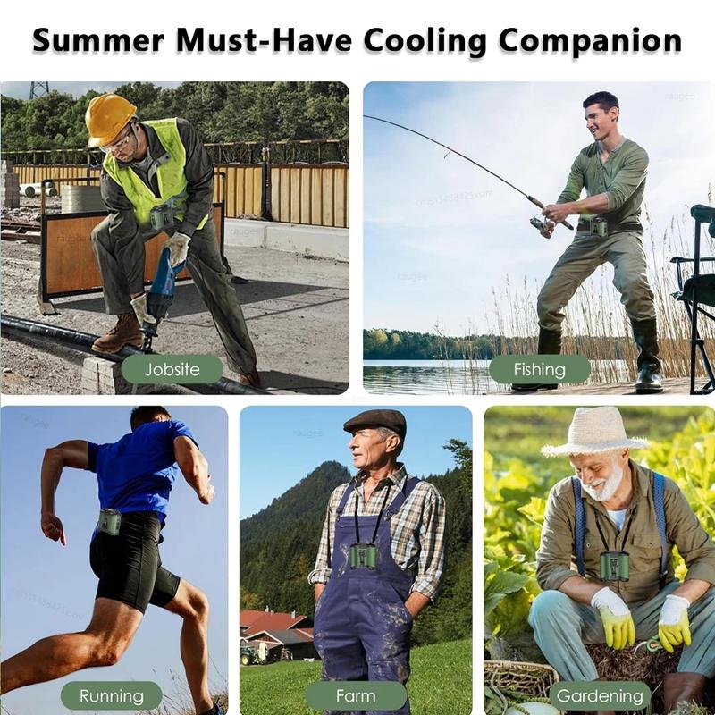 Product Introduction of Portable 4000/8000mAh Waist Clip Fan Wearable Strong Wind Hanging Neck Fan Emergency Mobile Power USB Rechargeable Mini Electric Fan Construction Site 14