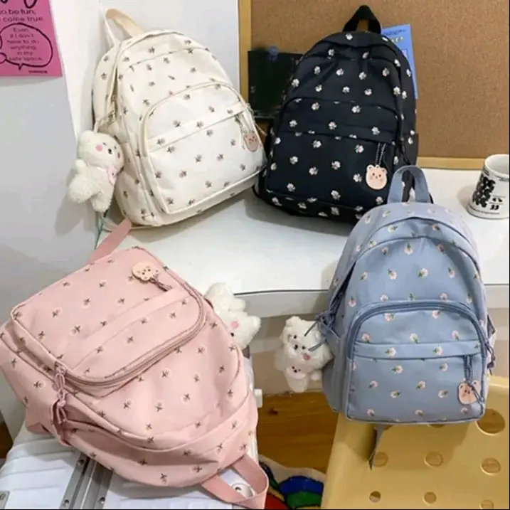 NURA'BAGS - Tas Ransel Kekinian Terbaru Anak Sekolah Sd Smp Remaja Tas Terbaru Motif Bunga Tulip Korea Style Tas Kekinian Terbaru 2025 Tas Gendong Anak Dan Remaja