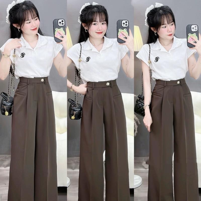 (Mã Mới 200) Quần Suông Ống Rộng Nấm lùn túi cơi ngang cạp lệch chất gold nhật siêu mềm rũ Women 6