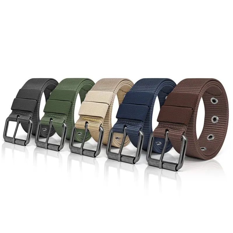Sabuk Ikat Pinggang Hitam Model Jarum Besi Nylon Canvas Tactikal Dewasa 1