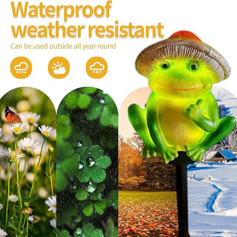 Solar Powered Animal Statue Decorative Light, Cute Frog Design Garden Decoration Light, Outdoor Garden Decoration Light for Courtyard, Terrace, Garden, Lawn 6