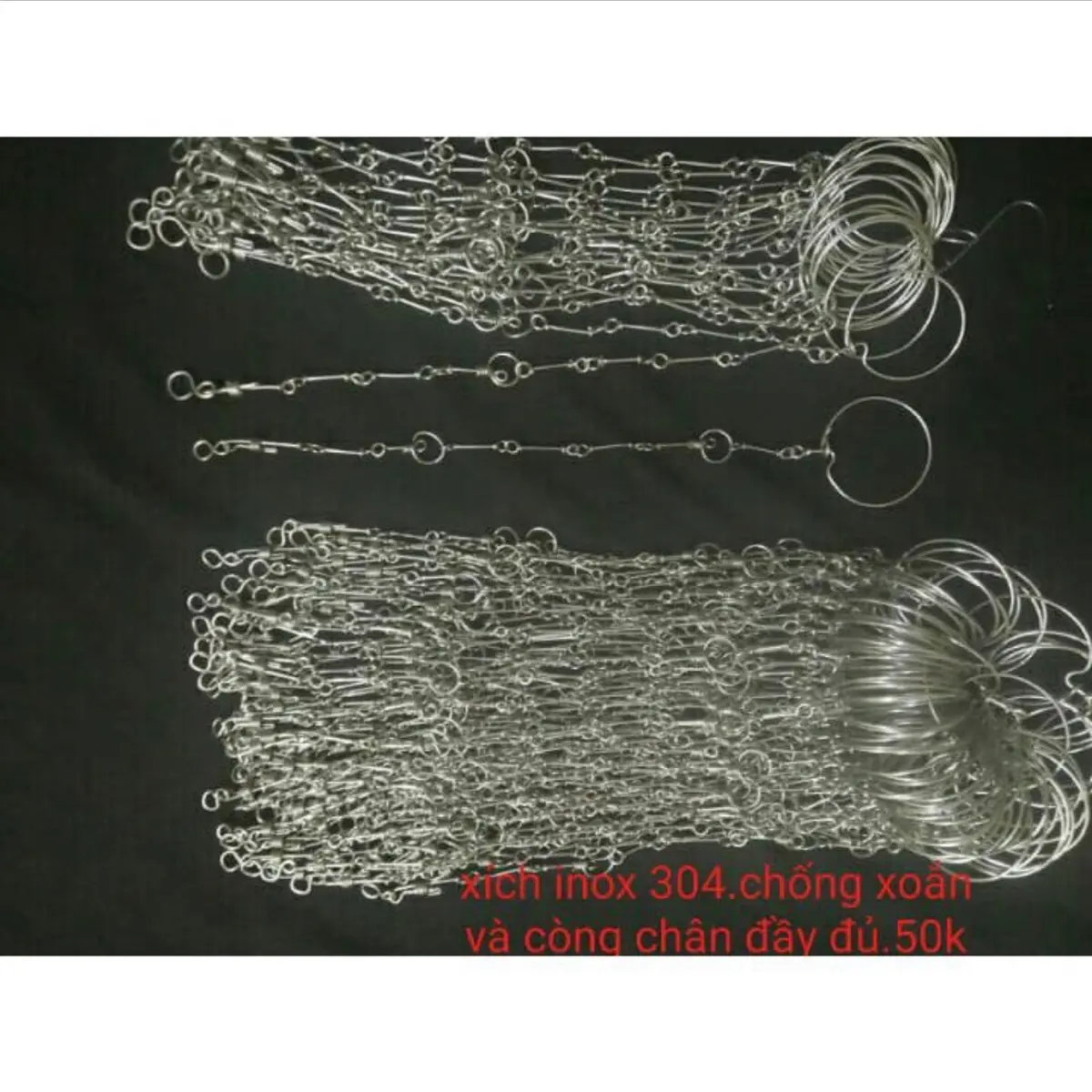 Xích chân vẹt kiểu thái inox 304 dài 25cm có dây xích và còng chân số 8