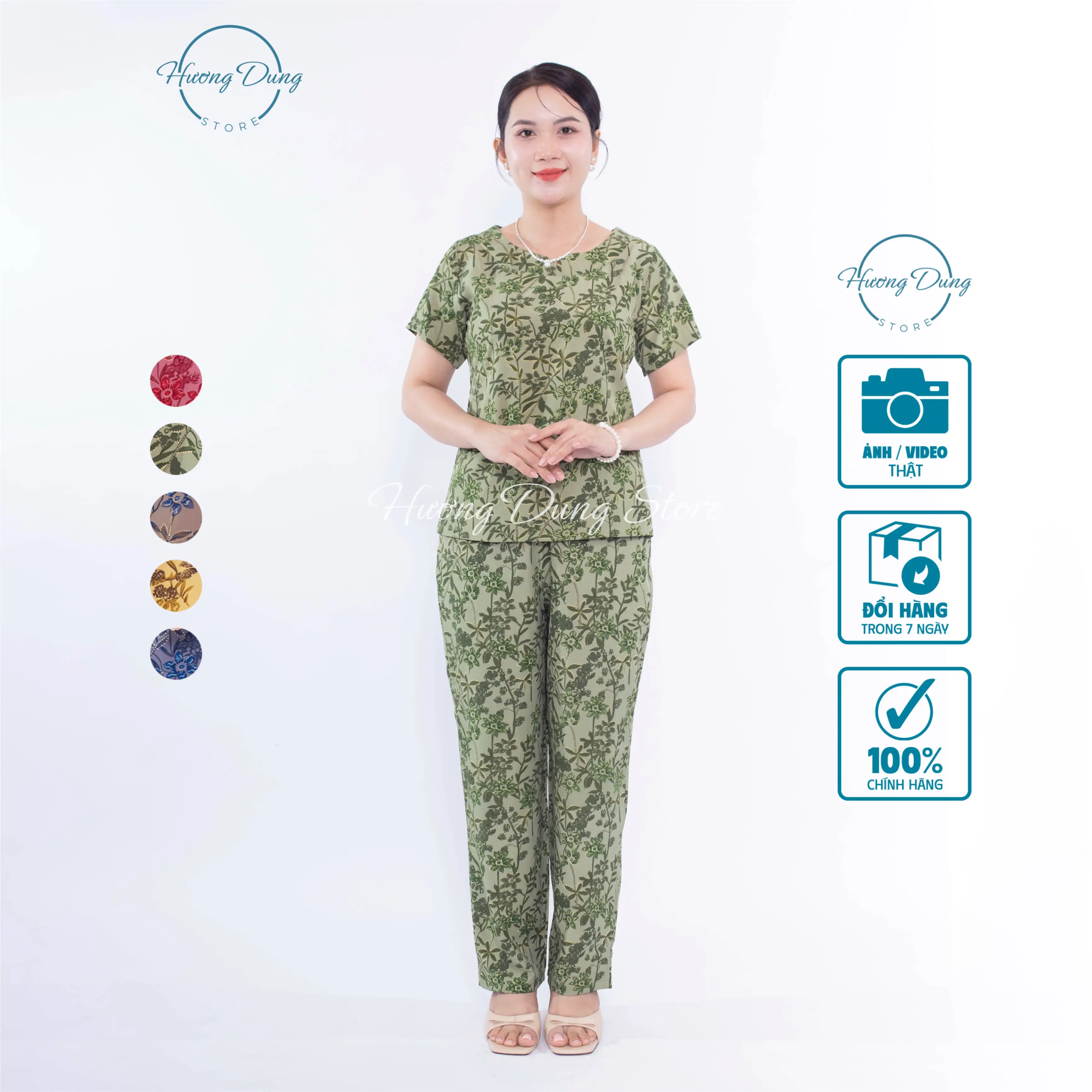 Đồ Bộ Trung Niên Lụa Hàn Cao Cấp Hương Dung Thanh Lịch, Sang Trọng