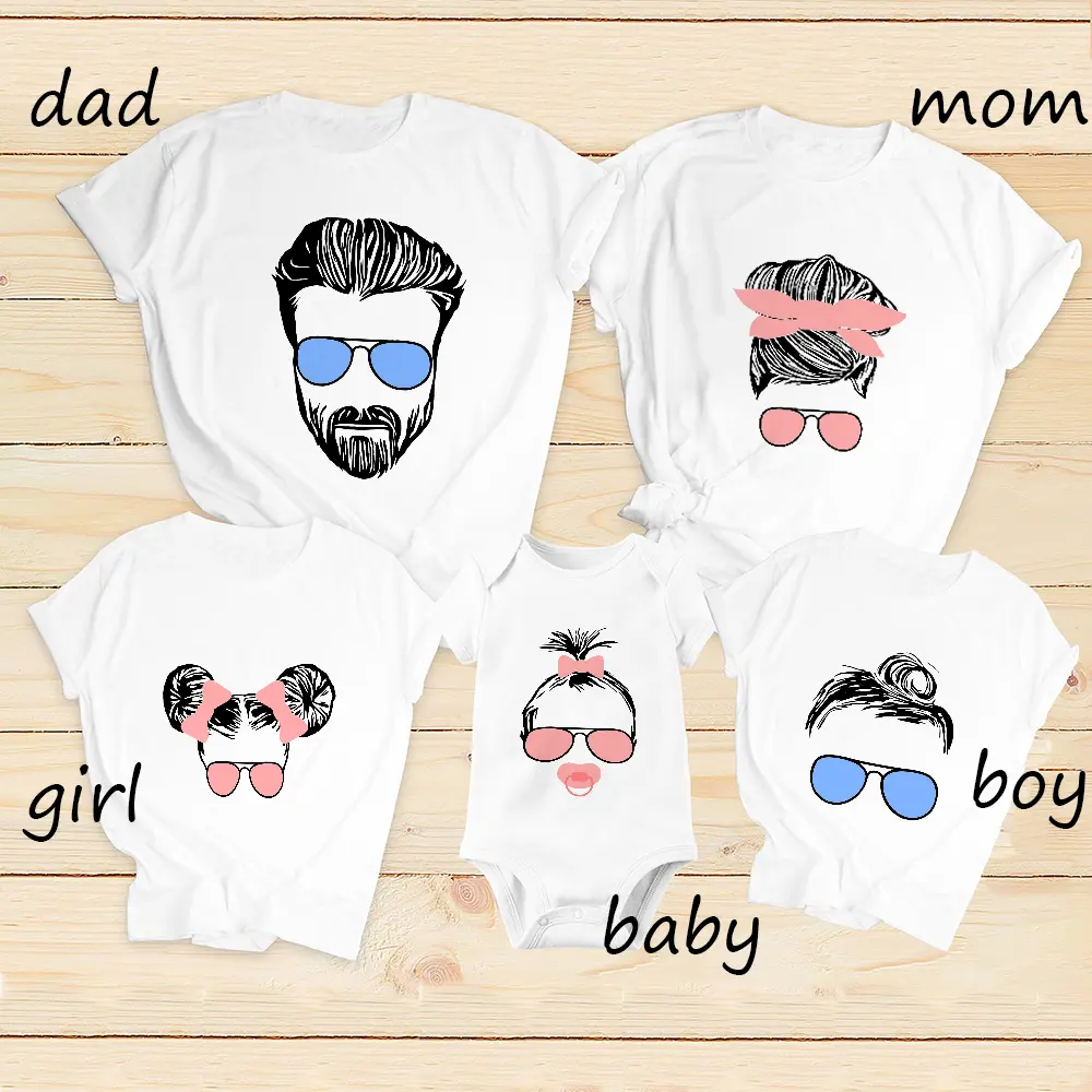 Summer Family Matching Shirt Baby Romper Clothes Mommy Daddy Daughter Son T Shirt  Summer White Homesuit Tees