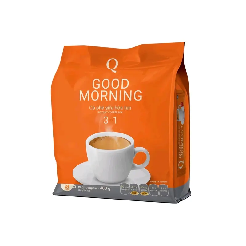 Combo 5 bịch cà phê sữa trần quang Goodmorning,mỗi bịch 24 ống x 20gram Coffee Cafe   coffee   coffee caphe 3
