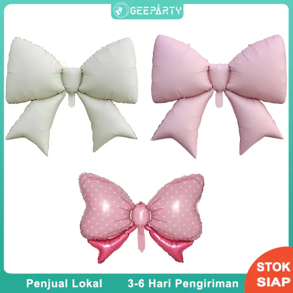 Geeparty 38 Inci Besar Balon Bow Busur Merah Muda Krim Putih Coquette Untuk Dekorasi Pesta Ulang Tahun Dan Pernikahan