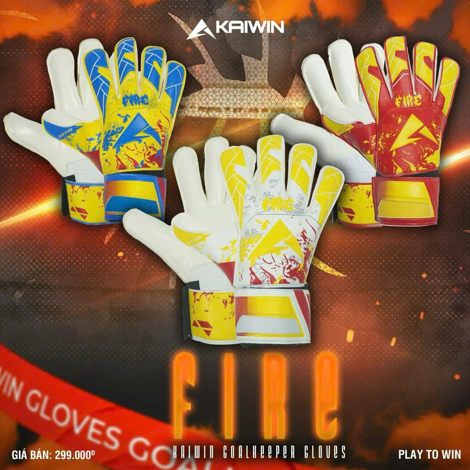 Găng tay thủ môn chuyên nghiệp KAIWIN FIRE dành cho Người Lớn và Trẻ Em bóng đá,chất liệu Latex dày 3mm Chống Trơn Sport Cao Su găng  kaiwin Bao Tay Thun găng  tay
