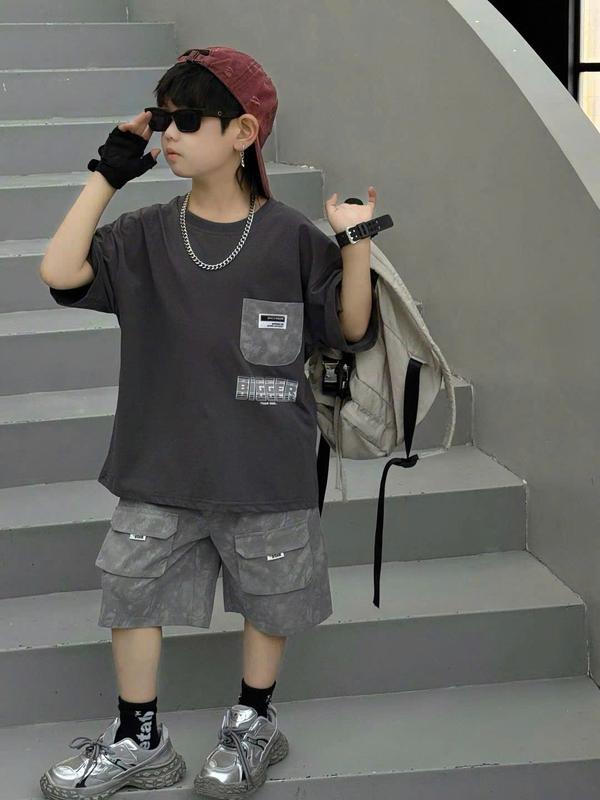 (Mon Kids) Bộ Quần Áo Cộc Tay Túi Hộp Chữ Hello Chất Cotton Co Giãn 4 Chiều Mềm Mại Cho Bé Trai Từ 18-60kg Bococtay phongcach2025