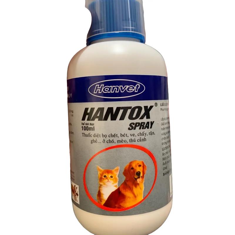 Thuốc trị ve Hantox spray 100ml chấy rận ghẻ ở chó mèo thú cảnh xịt chống