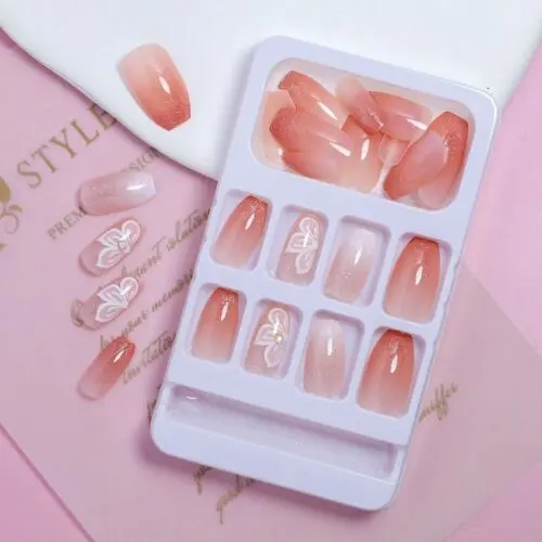 24 pcs/box Press on Fake Nails Art Set Waterproof