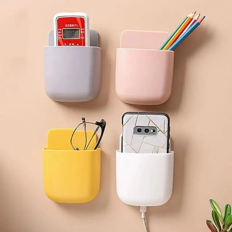 Wall Mounted Storage Box Mobile Phone Plug Holder Stand Rack Remote ...