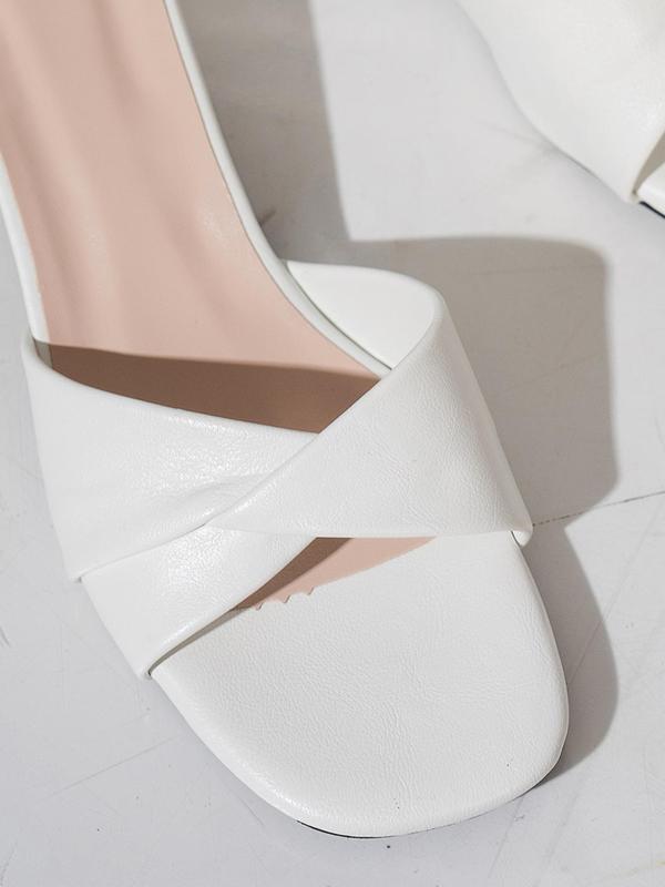 Women's Fashionable Solid Color Square Toe Slingback Sandals, Classy Sandals, Fancy Sandals, Elegant Mid Heel Sandals for Party, Daily Clothing Decor for Women & Girls, Walking Shoes 5