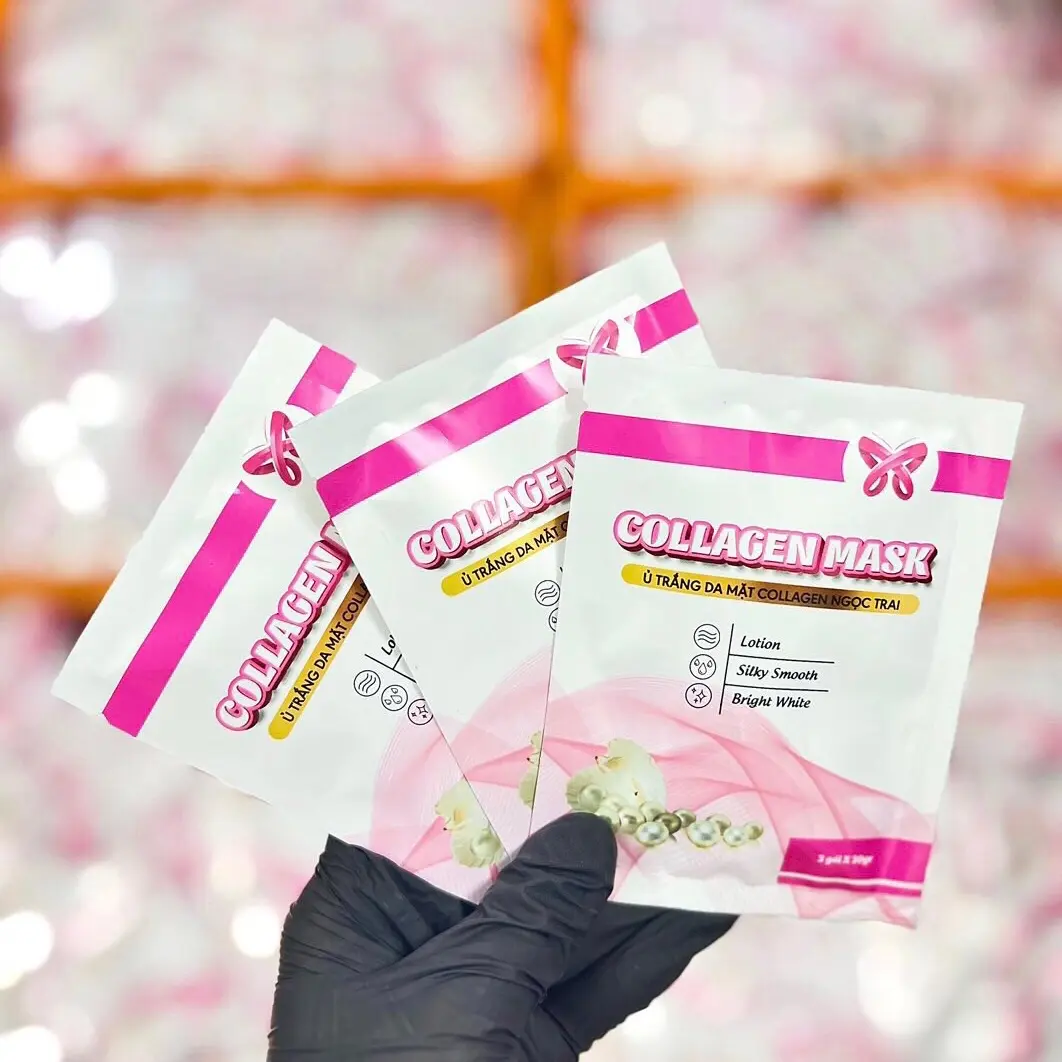Ủ TRẮNG DA MẶT COLLAGEN NGỌC TRAI (1 gói lẻ 49k tặng kèm cọ)