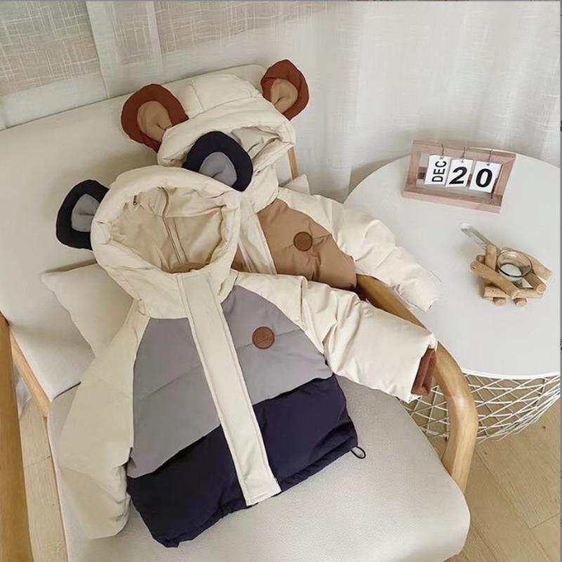 (TẶNG ÁO GIỮ NHIỆT MÀU TRẮNG) ÁO KHOÁC PHAO PHỐI MÀU TAI GẤU PHONG CÁCH HÀN QUỐC CHO BÉ TRAI BÉ GÁI