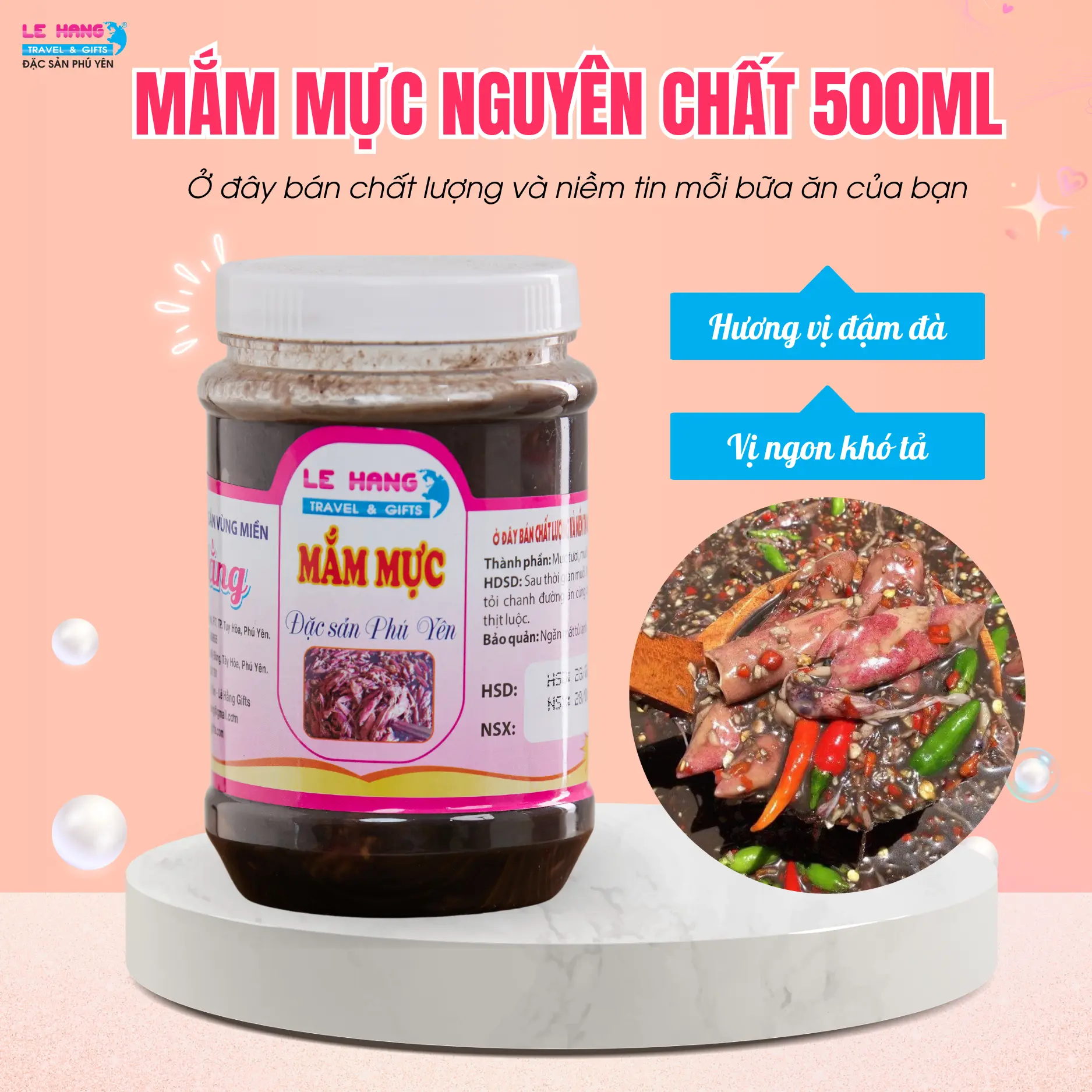 Mắm Mực Nguyên Chất, 500g/hũ (chọn combo giá tốt hơn) - Lê Hằng Gifts