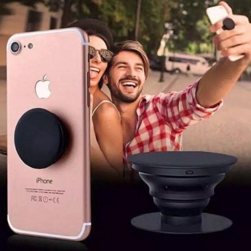 Pop socket Polos hitam putih phone holder kaitan belakang hp Tempelan Pegangan Tablet 2