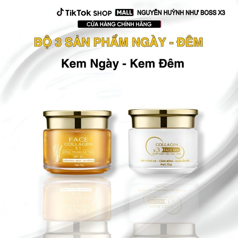 BỘ ĐÔI KEM FACE NGÀY ĐÔNG TRÙNG HẠ THẢO & KEM FACE ĐÊM SỮA ONG CHÚA COLLAGEN X3 - hỗ trợ giảm thâm,nám,sạm,tàn nhang - MỸ PHẨM ĐÔNG ANH COLLAGEN X3 Làm Đẹp Da Dưỡng Ẩm Da Skincare Nữ