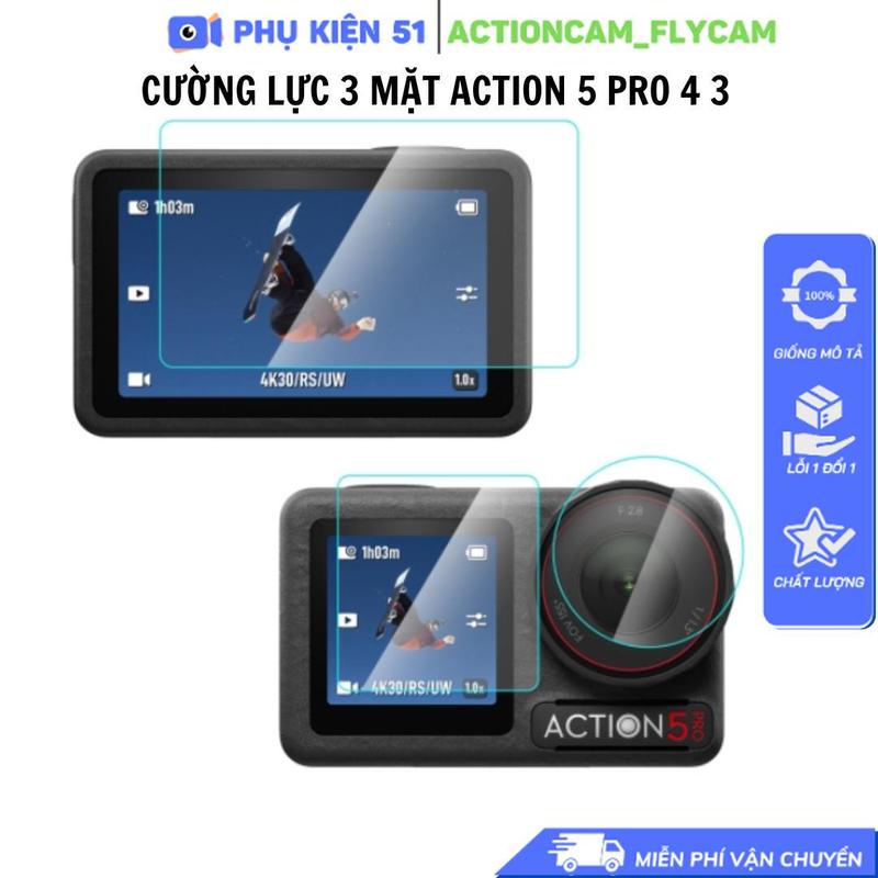 Kính cường lực bảo vệ Osmo Action 5 Pro 4 3 chống trầy xước , va đập mạnh bảo vệ 9H 2.5D