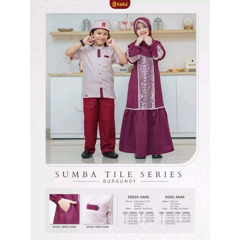 SALE SARIMBIT KELUARGA KEKE SUMBA TILE BURGUNDY - FAMISLY COUPLE - BAJU KONDANGAN 1