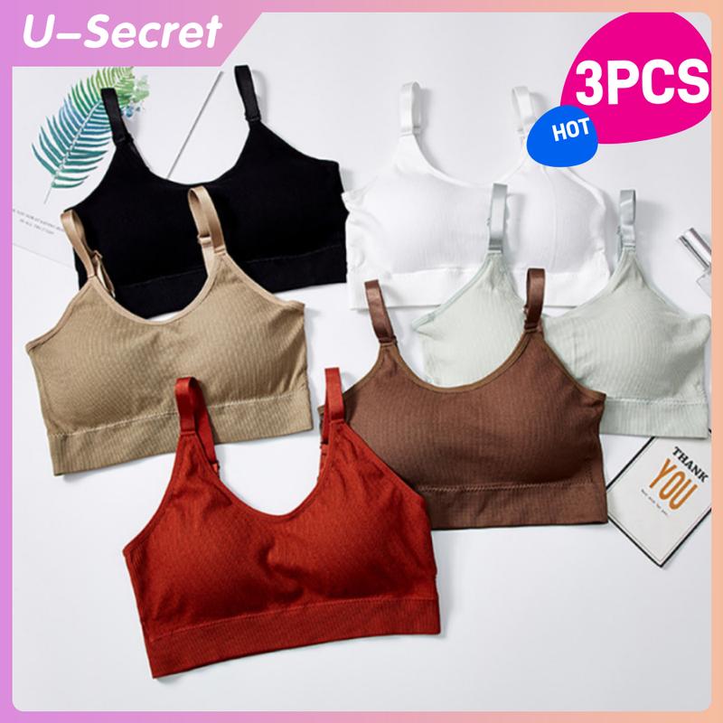 Áo Ngực Không Dây, Bộ 3 Chiếc, Thiết Kế Liền Mạch, Không Có Vòng Thép, Đồ Lót Cho Nữ, Áo Ống, Thiết Kế Lưng Đẹp, Làm Bằng Bông Tươi Mềm Mại Và Mỏng, Thích Hợp Cho Giới Trẻ, Đồ Lót, Áo Ngực 0