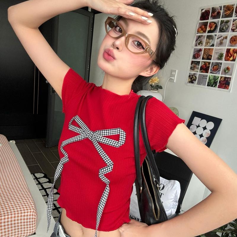 AB HOUSE - Áo thun nữ gắn nơ BUNNY thời trang nữ Women Top