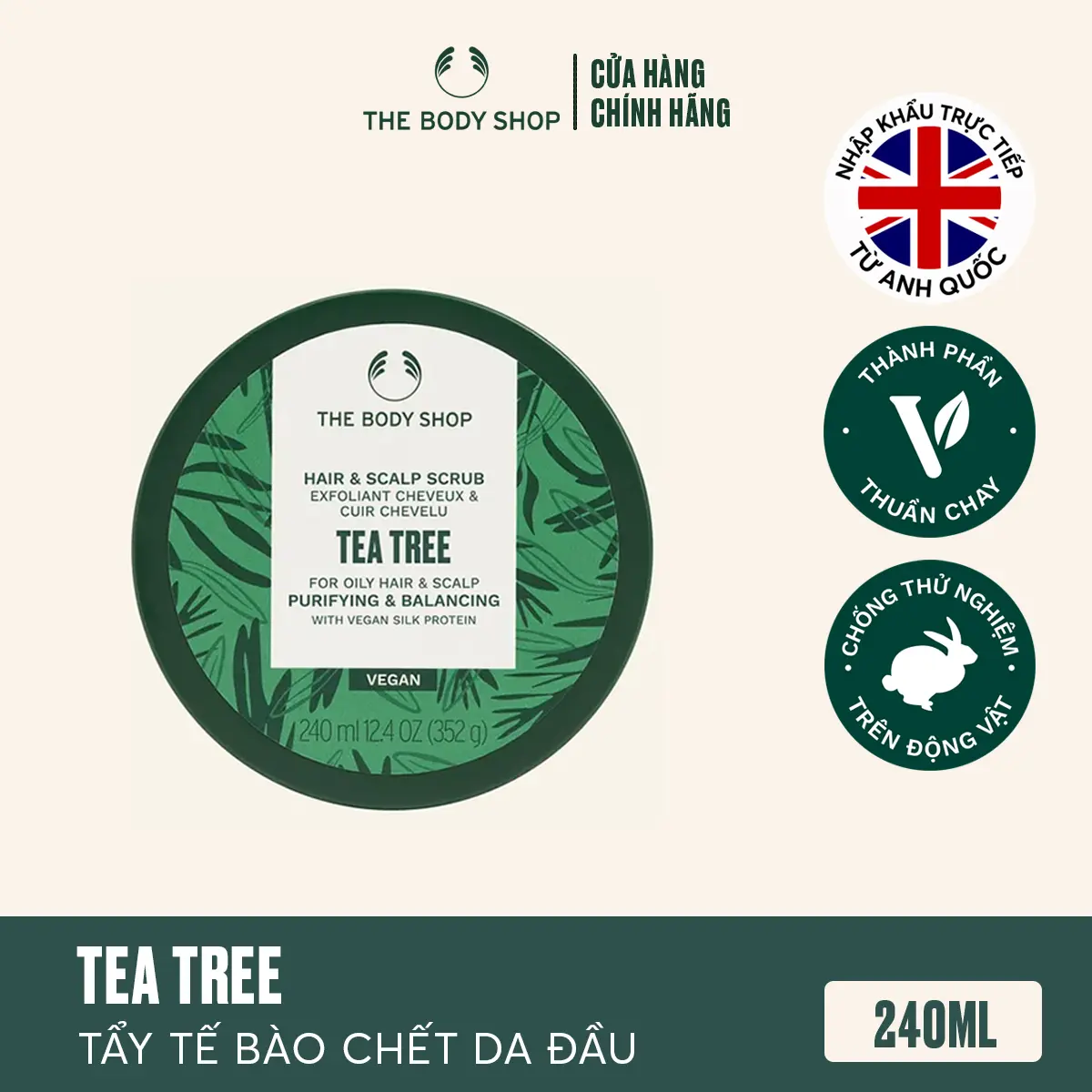 The Body Shop Tẩy Tế Bào Chết Da Đầu Hair & Scalp Scrub Tea Tree 240ML