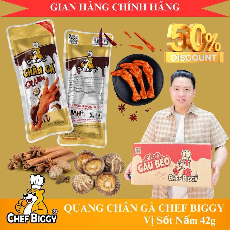 Chân Gà CHEF BIGGY Vị Sốt Nấm (Mới) Hàng Chính Hãng Chân Gà Việt Nam Ít chất béo Lượng đường thấp Không đường Hữu cơ Tự nhiên Cay