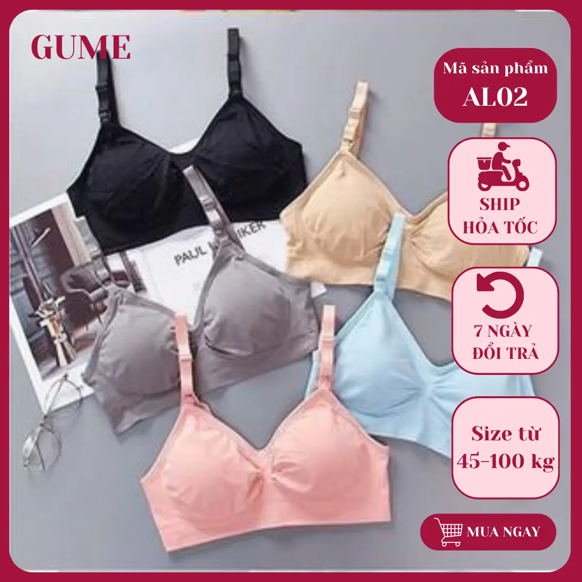 Áo lót bầu bigsize, chống sệ mặc bầu và sau sinh,  cotton co dãn, có sz 125cm Đệm rời AL02
