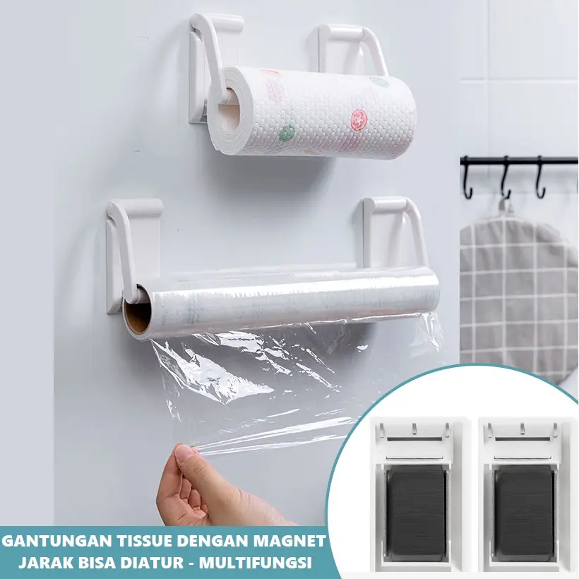 Magnetic Tissue Holder Multifungsi Alat Gantung Tissue dengan Magnet Plastic Putih