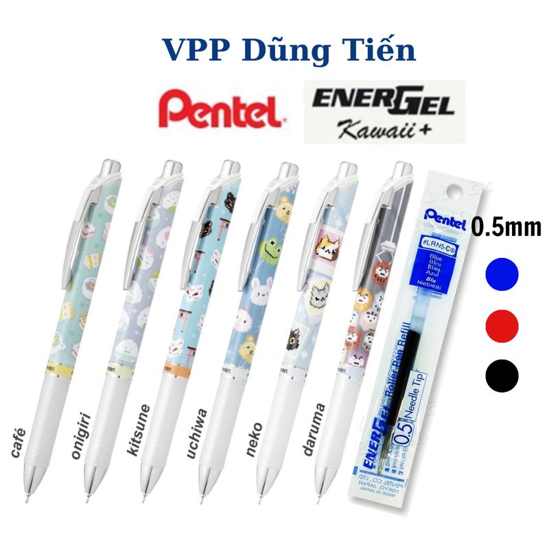  Bút gel Pentel energel Kawaii BLN75KW viết mực xanh nét bút 0.5mm- ruột thay thế ... 