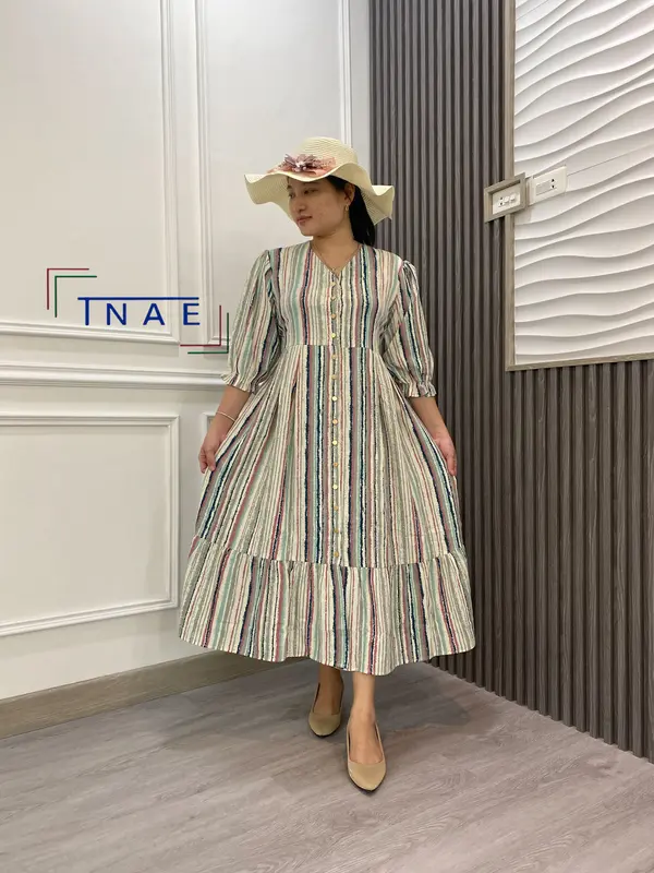 TNAE Felin salur warna-warni midi Dress crinkle madam premium 173 1