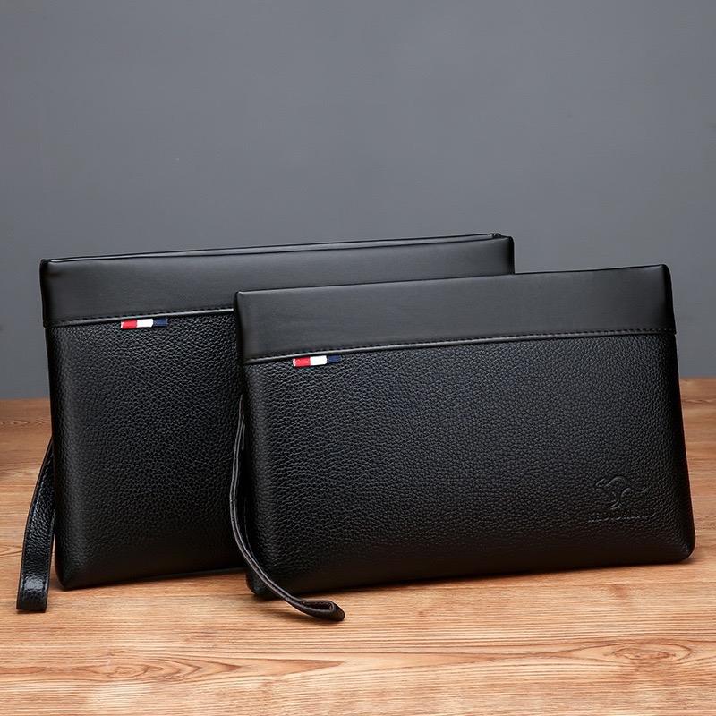 Túi da nam cầm tay cỡ lớn ví da nam khoá kéo trên thời trang túi tài liệu