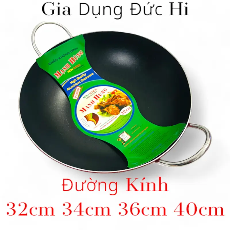 Chảo Chống Dính Cao Cấp Mạnh Hùng  Size 32cm 34cm 36cm 40cm - Chảo Chống Dính nhôm độ bền cao có tay cầm chảo có tay cầm chảo chốngdính chảo  chống dính 0
