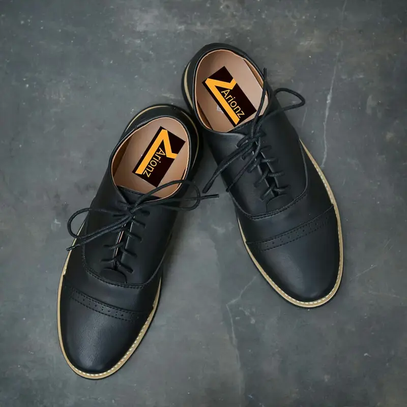 SHAQIL ARIONZ Sepatu Pentofel Kasual Pria Kulit PU Sintetis Original Sepatu Pria Cowok Gaya Santai Elegan Kekinian Trendy Sepatu Kasual Pria Tali Hitam Coklat Terbaru Terlaris 4