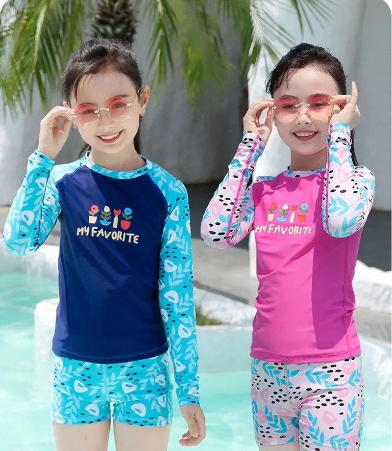 Đồ Bơi Cho Bé Gái Dài Tay HB2311 Họa Tiết Favorite co giãn thoải mái cho bé Từ 18-52kg