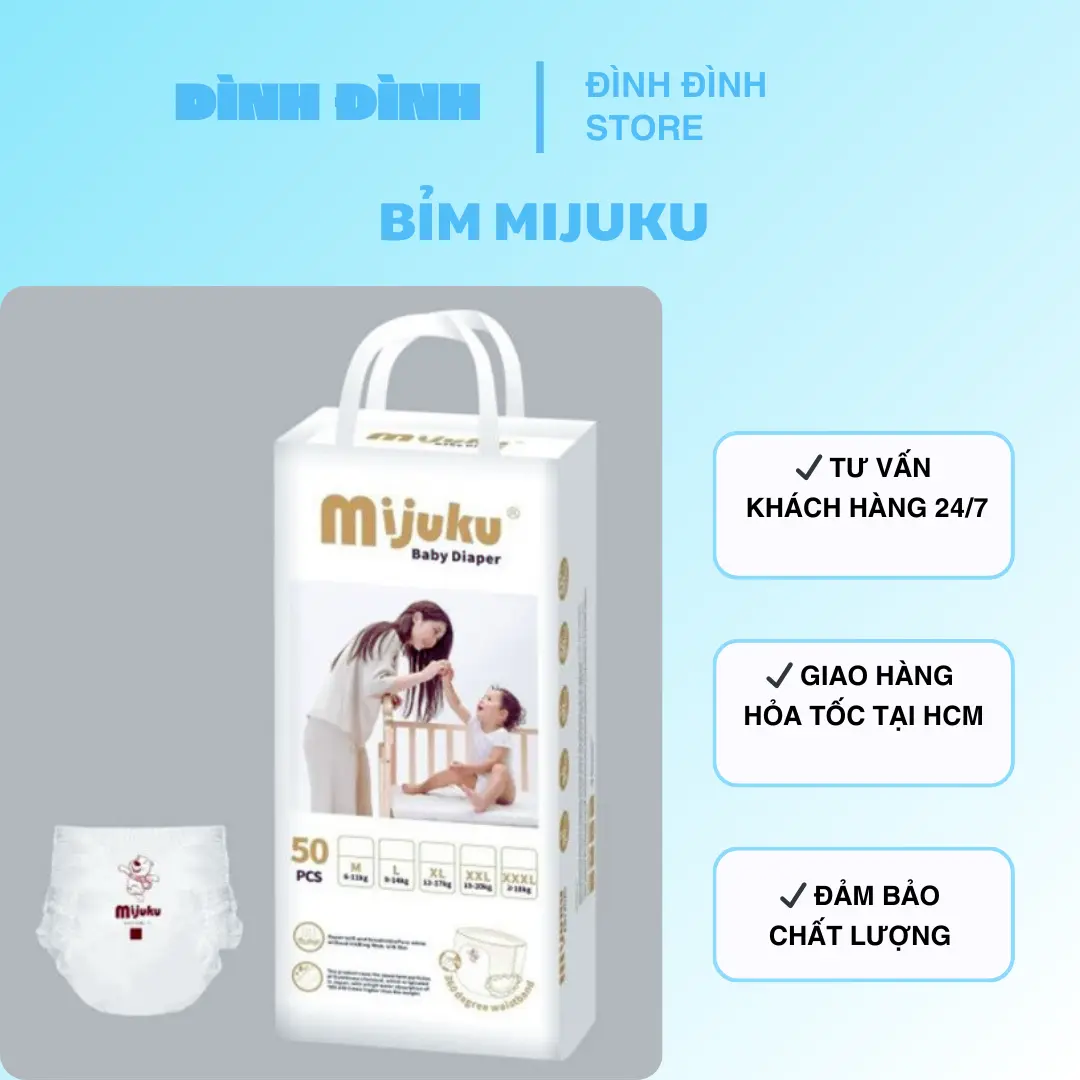 [Siêu Rẻ chỉ có tại HCM ] TÃ QUẦN/DÁN  CAO CẤP MIJUKU NHẬT BẢN 50M/50L/50XL/50XXL/50XXXL