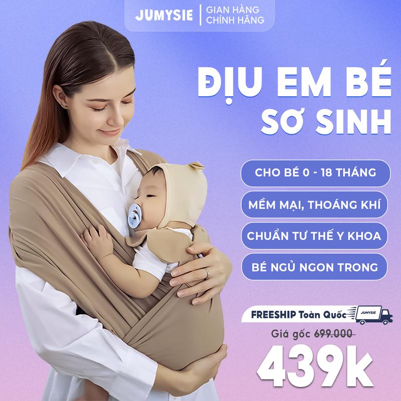 Địu Em Bé Sơ Sinh Jumysie - Địu Vải Cotton Thoáng Mát, Êm Dịu Cho Bé, Dễ Sử Dụng, Cho Bé 0-18 Tháng