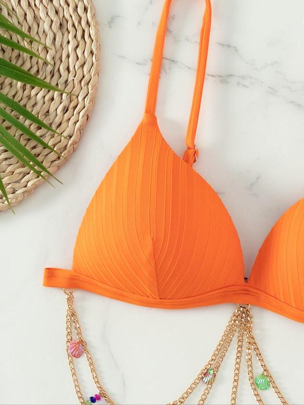 Women's Plain   Bikini Set, Casual Fashion Chic Swimsuit Set for Beach Holiday Vacation, Ladies Swimwear for All Seasons 3