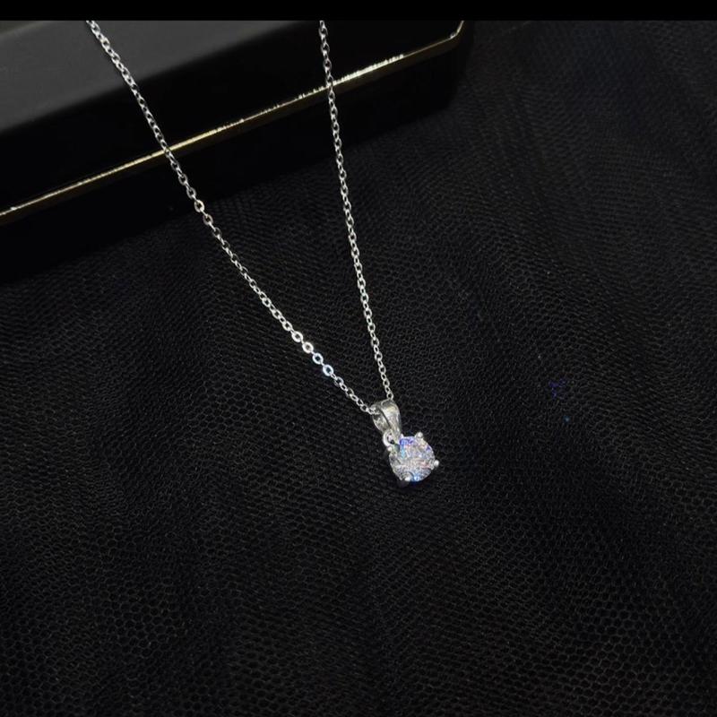 [Đã xi kim] Trang Sức Dây Chuyền Bạc Ý 925 Chữ Cong Phối Mặt Một Hột 6li X.o.à.n Nam Mỹ Xi Kim (MXP75)