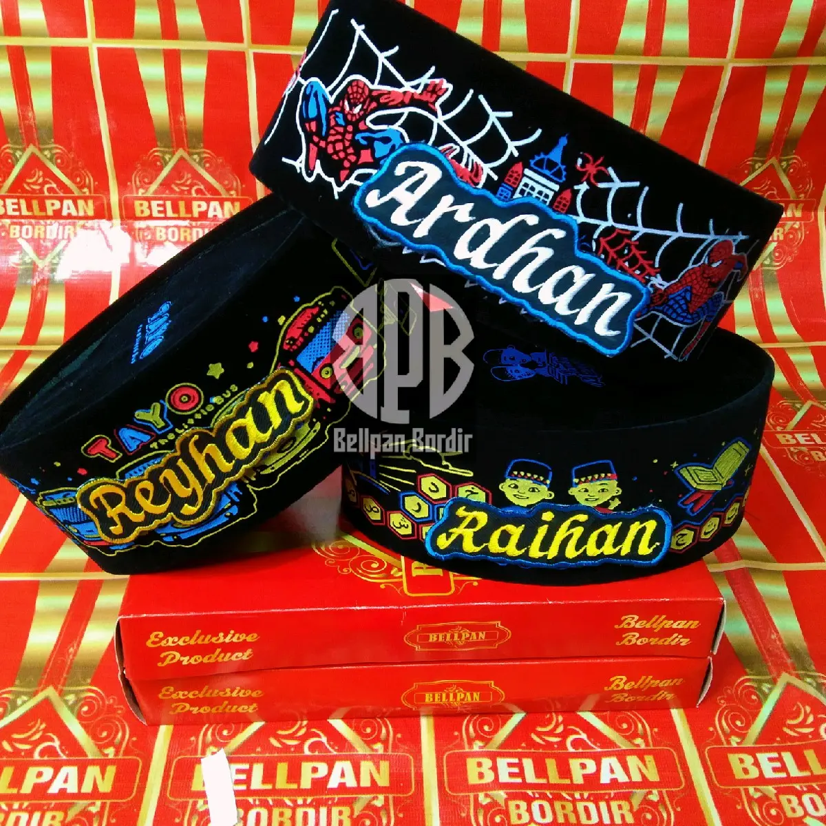 Peci karakter anak free bordir nama Custom